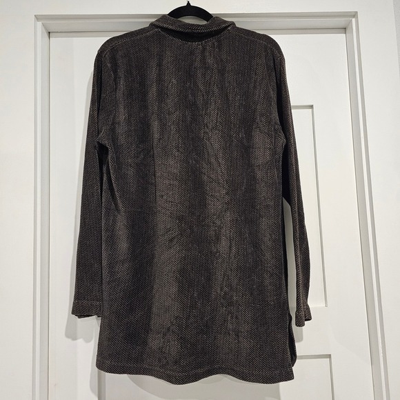 Jason Maxwell Mens Small Herringbone Button Up Shirt Brown Tan Long Sleeve - Picture 3 of 7